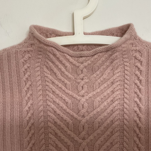 Cashmere Cable Knit Roll Neck Women's Sweater Haven Well Within Soft Pink Sz L - Picture 4 of 6